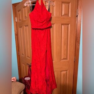 Elegant Red Lace Gown